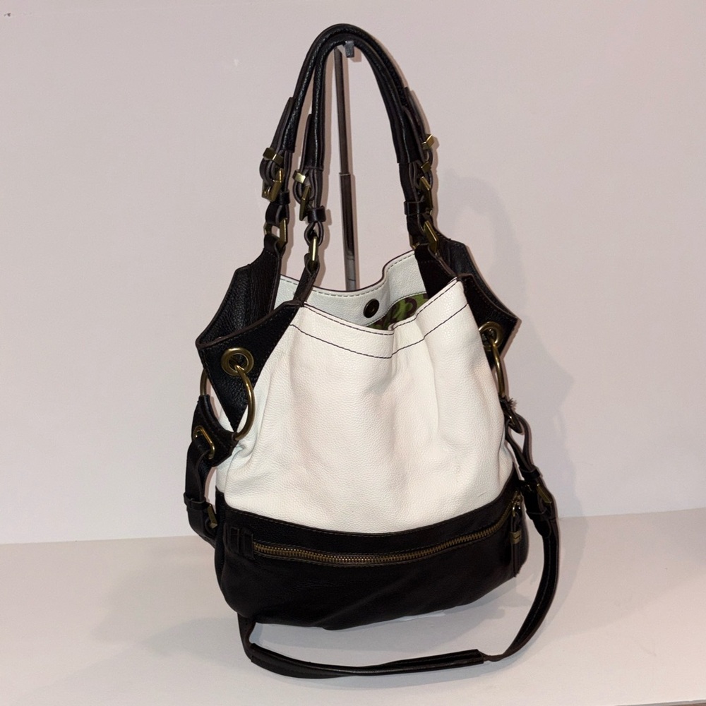 orYANY Two-Tone Black and White Block Leather Bag